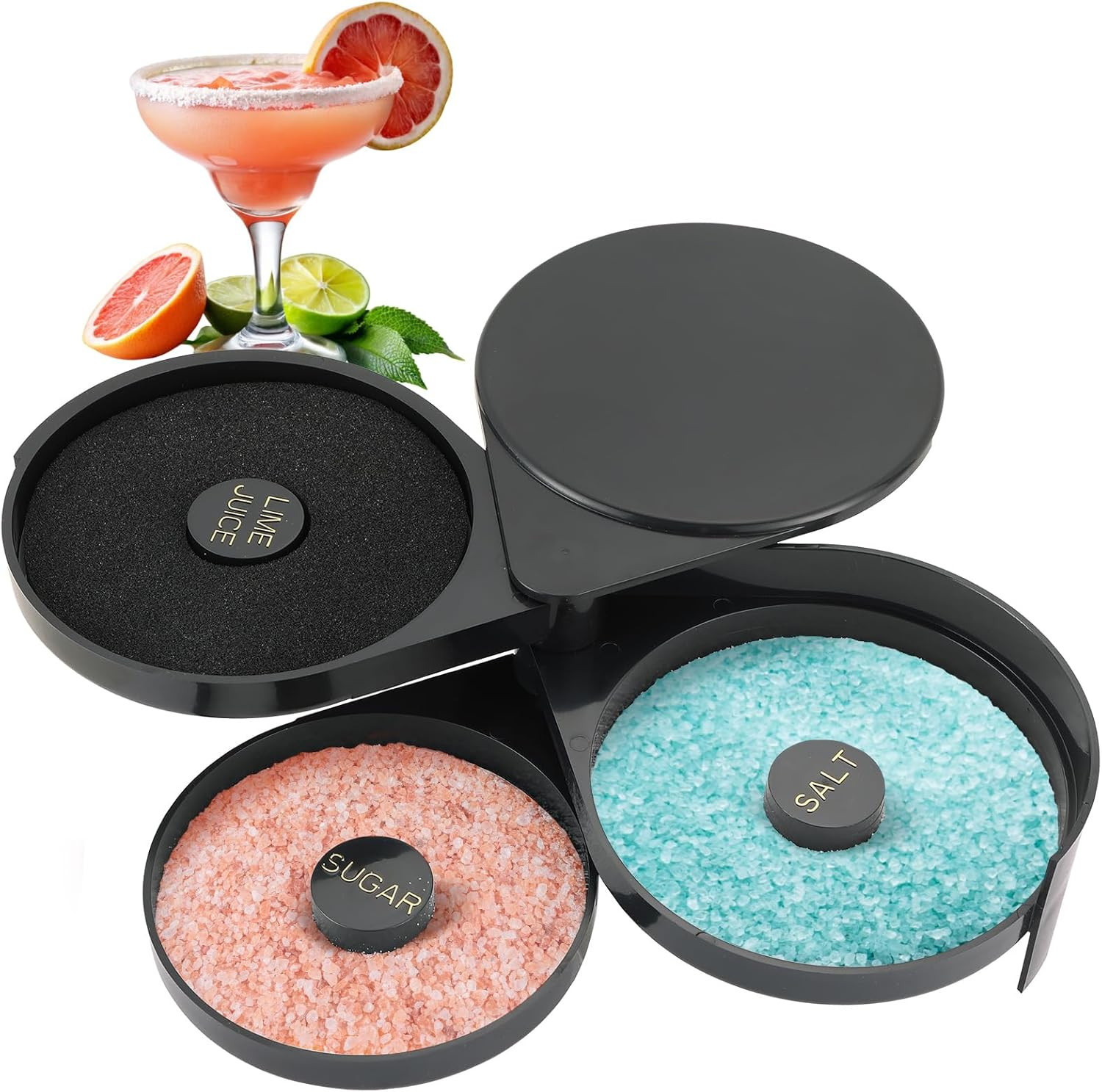 3-Tier Bar Glass Rimmer Bartender Tool with Sponge | Margarita Salt Rimmer Set,S