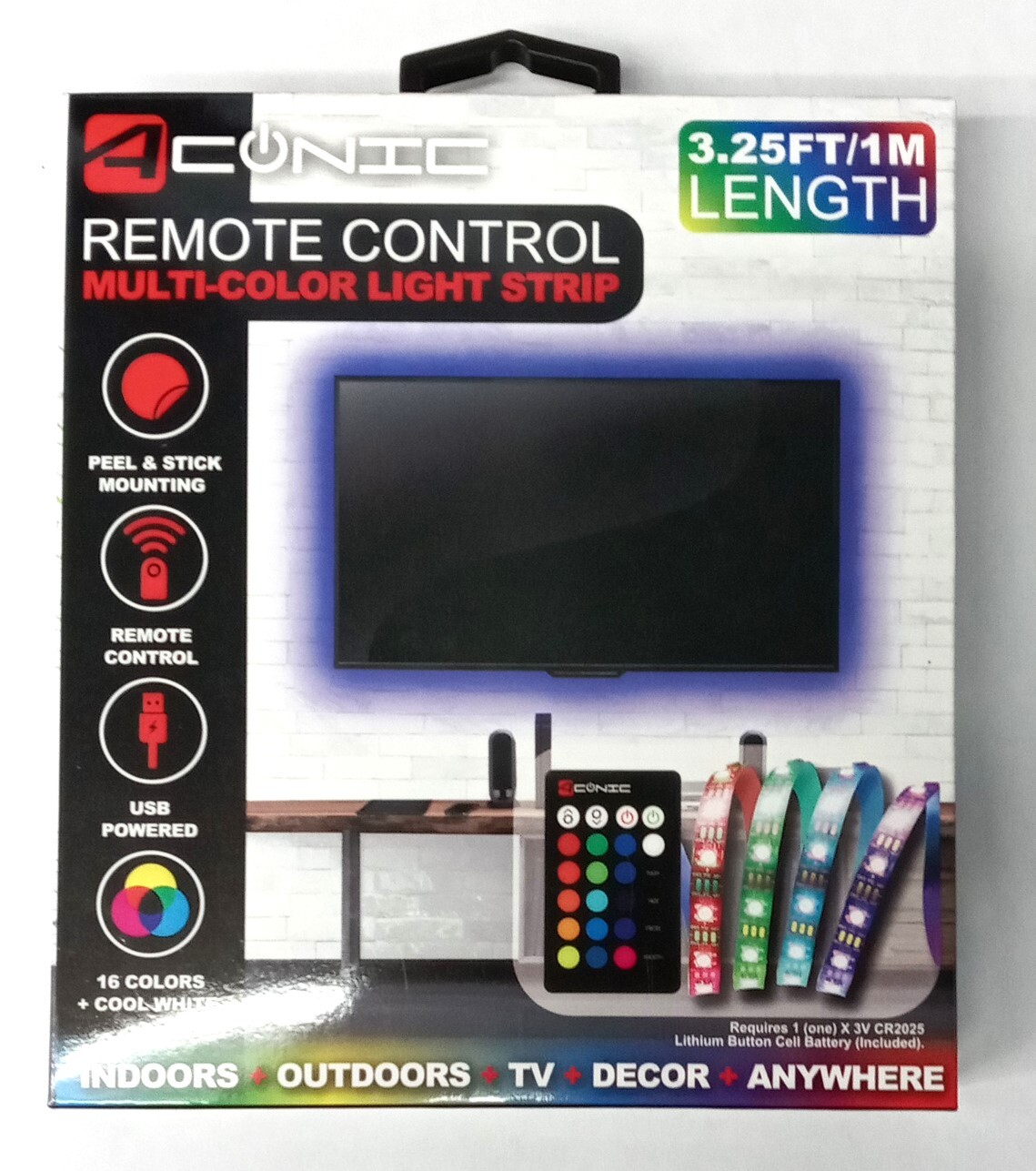 Aconic S-ARLS1M-01 Remote Control Multi-Color Light Strip 3.25ft(1m) Long