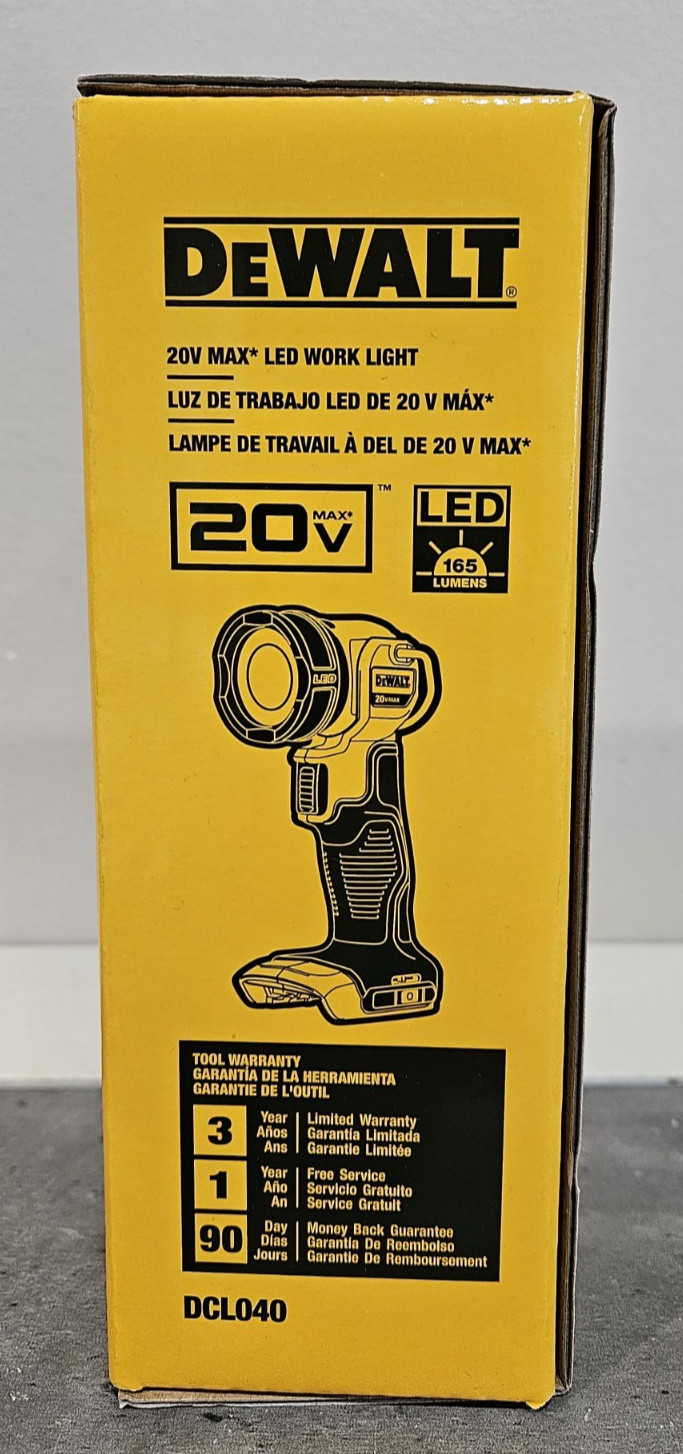 NIB DeWALT 20-Volt Max Lithium-Ion LED Pivoting Work Light Flashlight DCL040