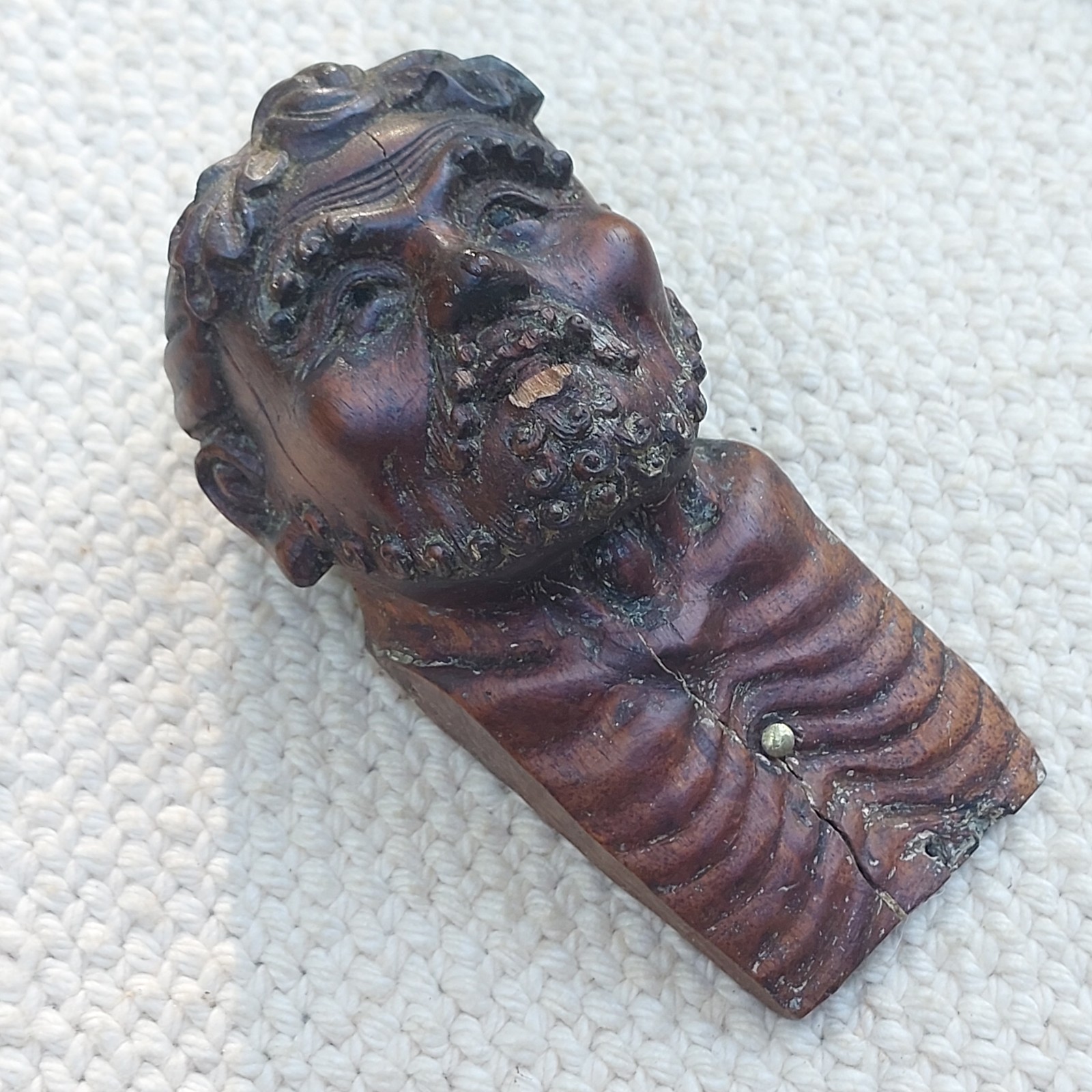 Antique Carved Man Wood Victorian Salvage Architectural Furniture Trim Picture