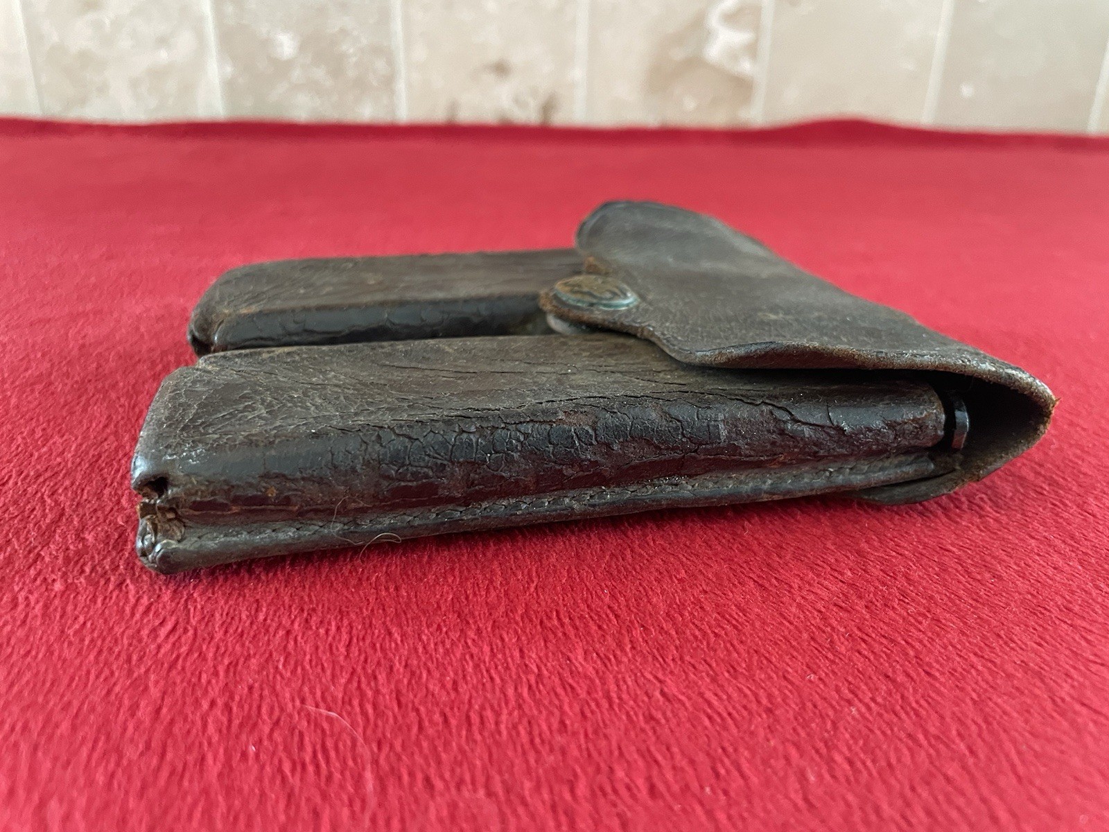 WWI US Army .45 Ammo Pouch R.I.A. 1913 Rimless Eagle Snap Colt Leather Magazine