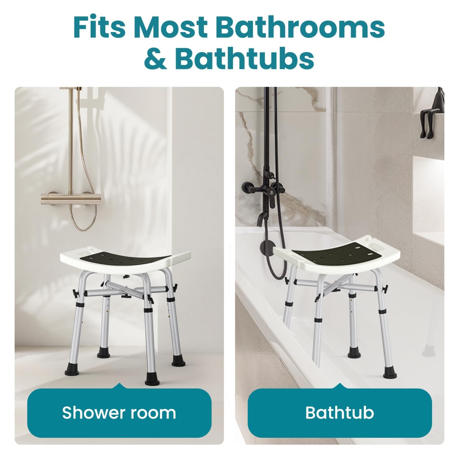 500 Lb Adjustable Shower Chair Shower Stool Padded Bath Seat for Elderly, NEW