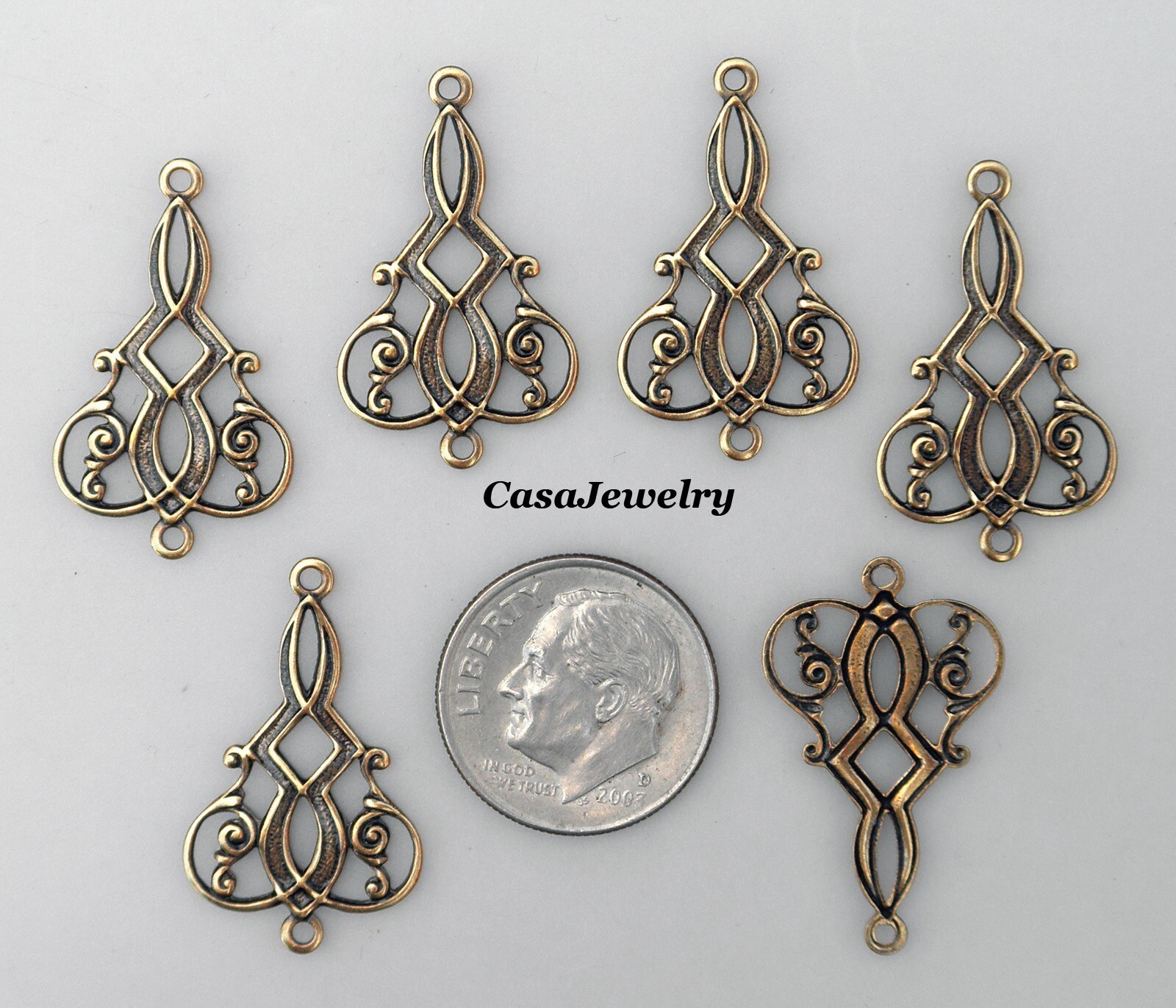 #1115 ANTIQUED GOLD CELTIC 2 RING CONNECTOR - 6 Pc Lot