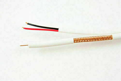 RG59 WHITE 500FT BULK SIAMESE CABLE 20AWG+18/2 CCTV SECURITY CAMERA WIRE