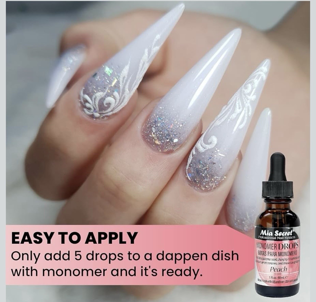 Mia Secret Monomer Drops - Peach Scent - 1oz each - Odor Neutralizer 2 Pack!