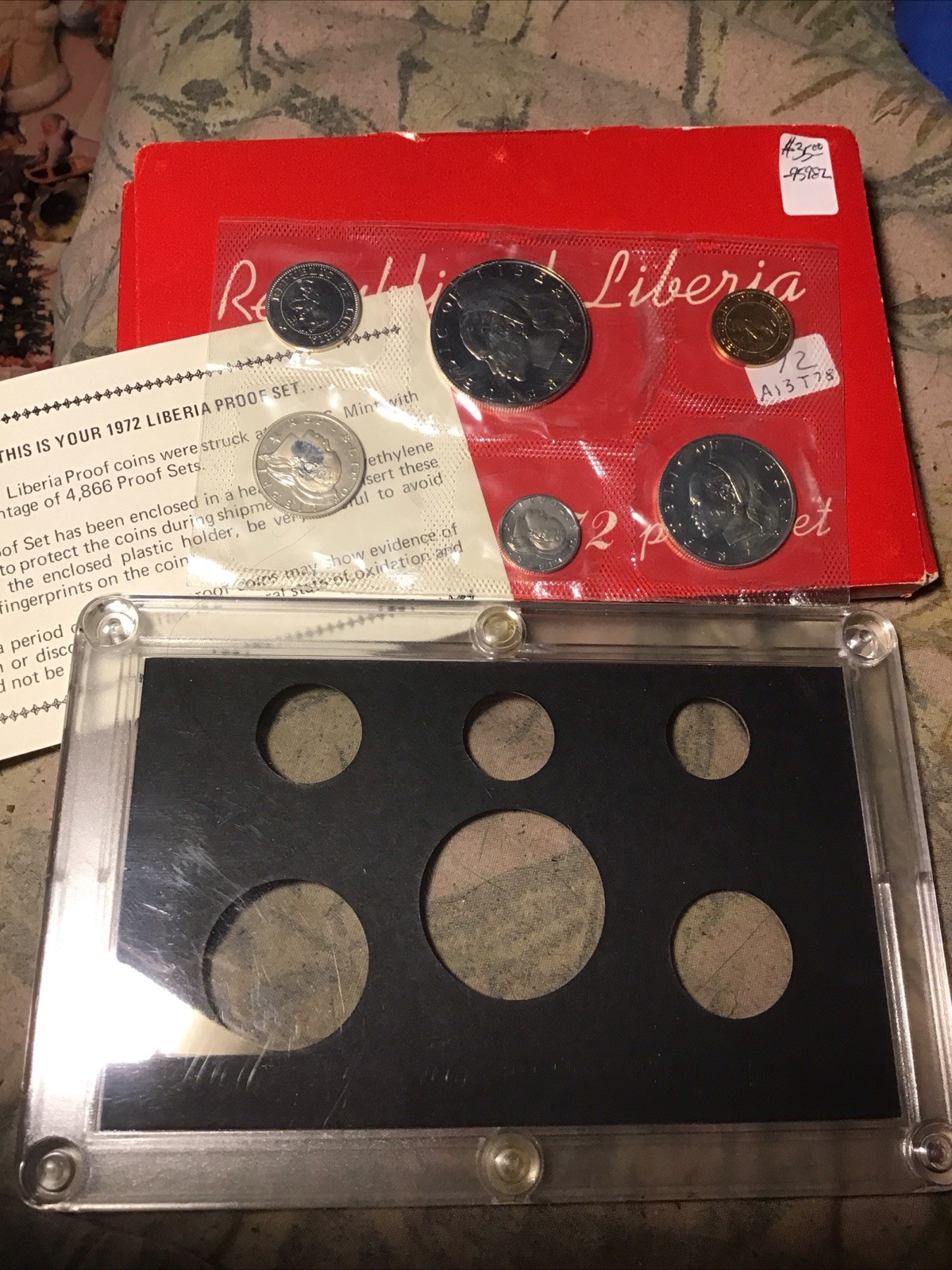 1972 RePublic Of Liberia Proof Set ,original Box,paperwork,&display Case