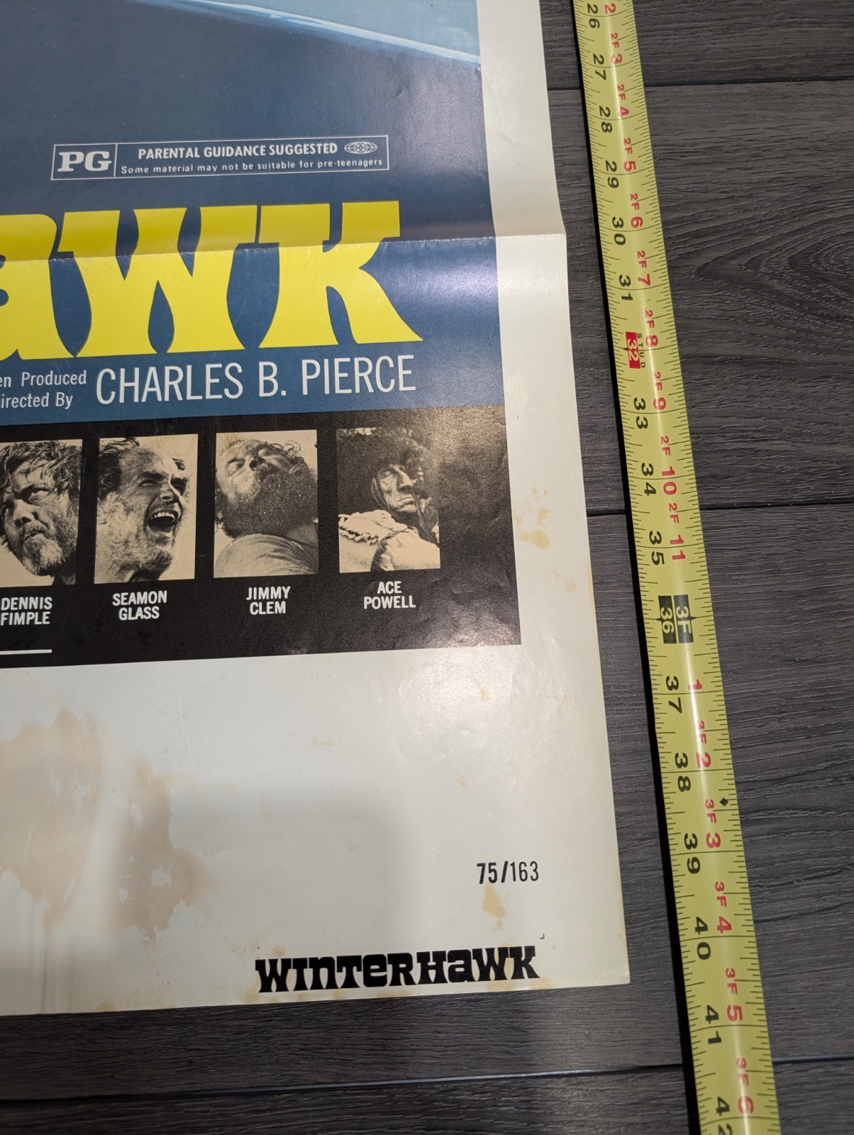 1975 "Winterhawk" Original Movie One Sheet Poster Starring Leif Erickson 27 X 41