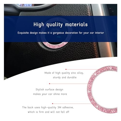 Bling Crystal Double Rhinestone Car Engine Start Stop Decoration 1 PC Pink