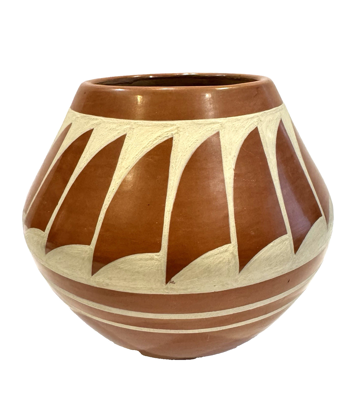 VERY FINE Albert & Josephine Vigil Red Pottery Vase San Ildefonso Pueblo 6"