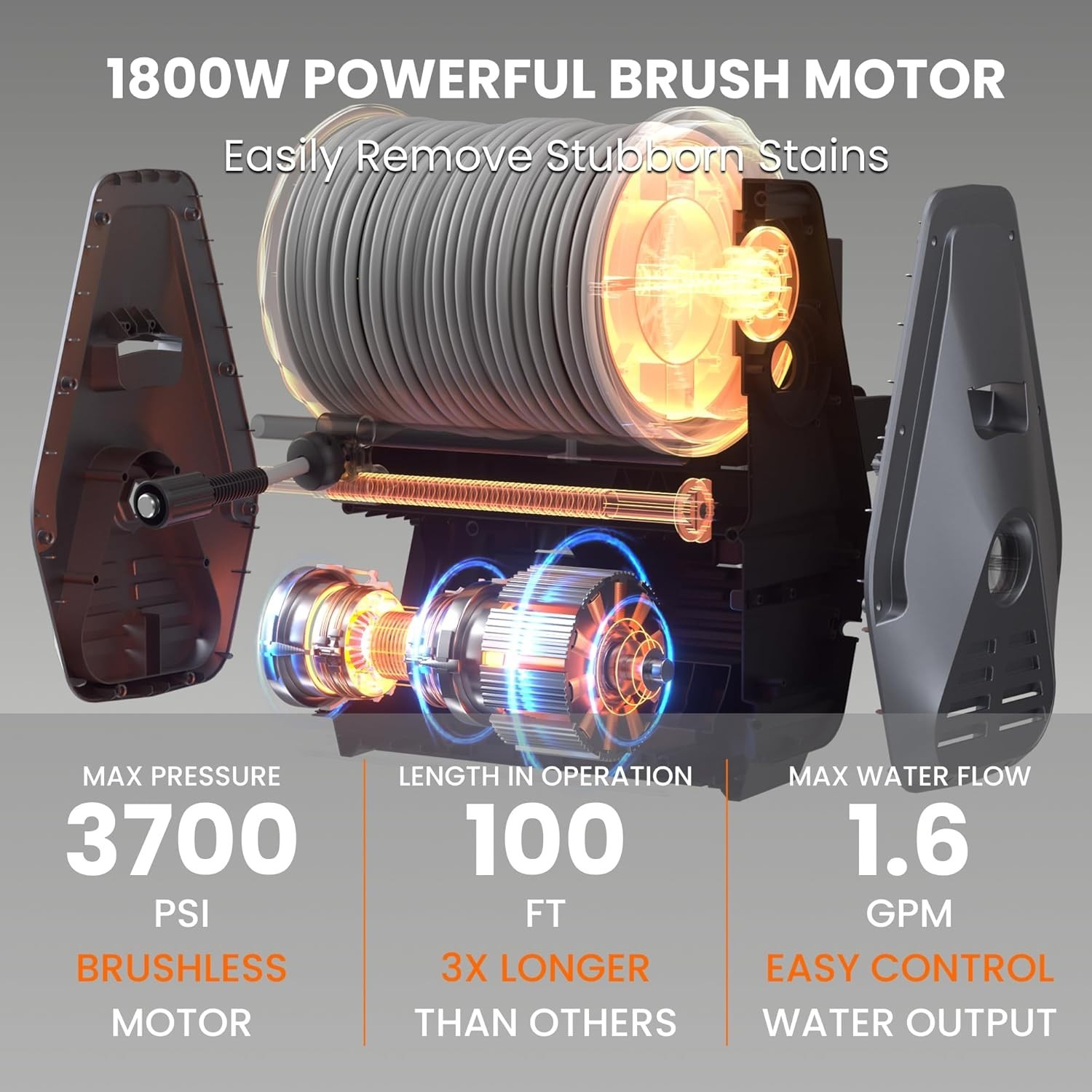 Giraffe Tools Grandfalls Pressure Power Washer Pro Max 3700PSI 1.6GPM Wall Mount