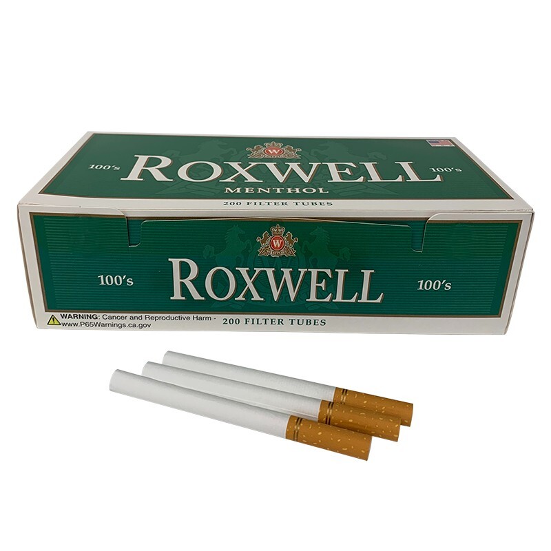 Roxwell Green Menthol Cigarette Tubes 100mm Size Pre-Roll Tubes 5 Pack of 200 Ct
