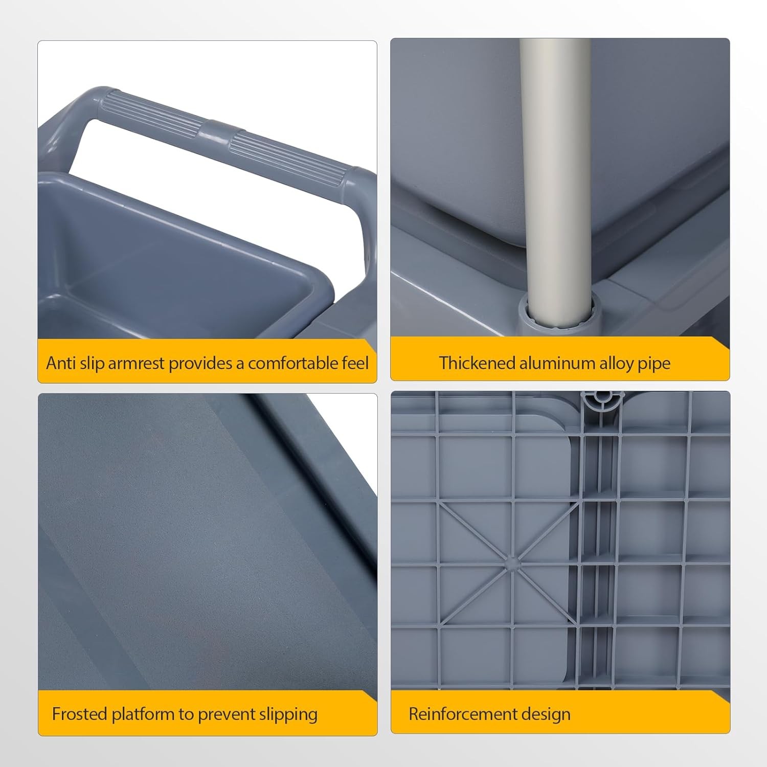 3-Tier Plastic Service Storage Utility Cart with Wheels and Large Storage Space