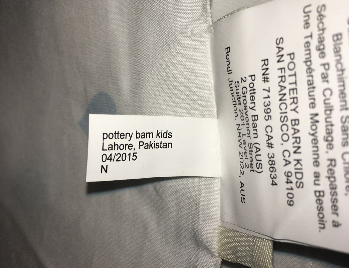 Pottery Barn Kids Organic Heart Twin Flat Sheet Blue & White Whimsical Cotton