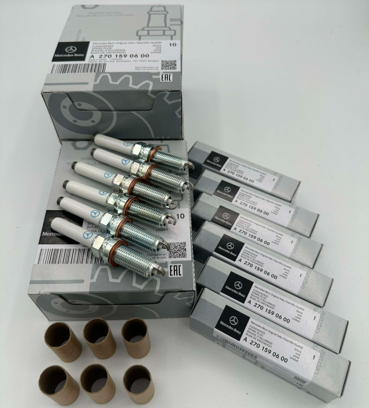 New Genuine OEM Mercedes  A2701590600  - Set of 6 Spark Plugs ** SHIPS FREE