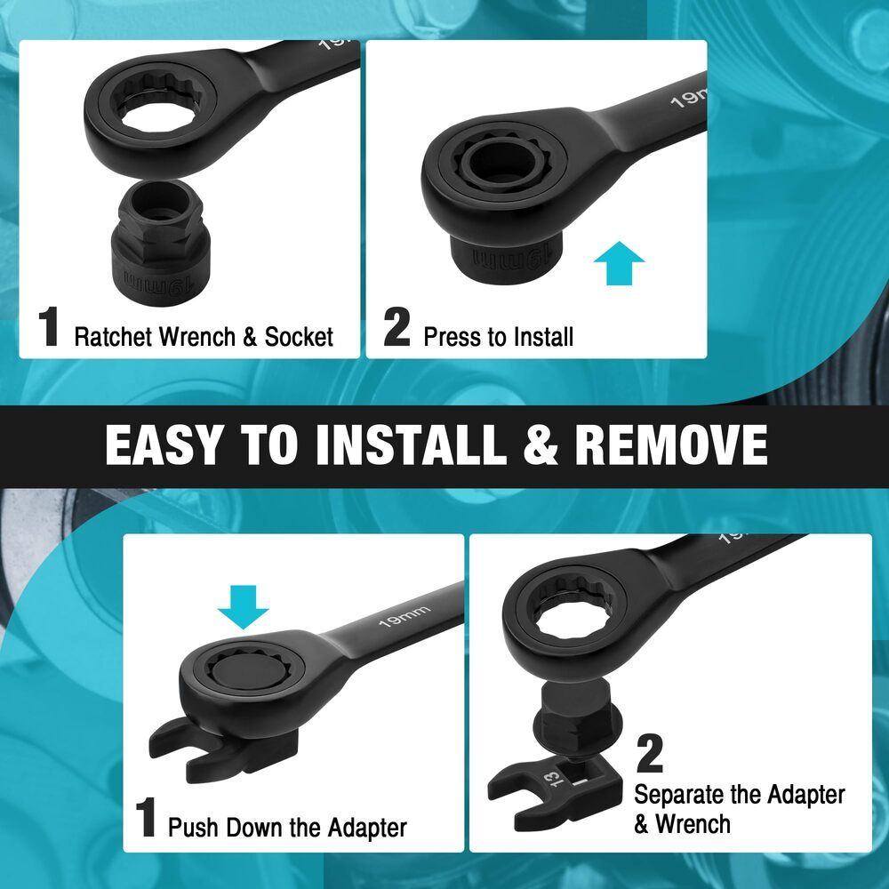 DURATECH Universal Ratcheting Serpentine Belt Tool Set 15PCS Belt Tensioner Tool