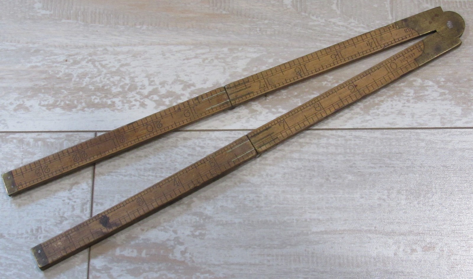 Vintage John Rabone & Sons No 1377 Boxwood Brass Folding Ruler 24'' Birm England