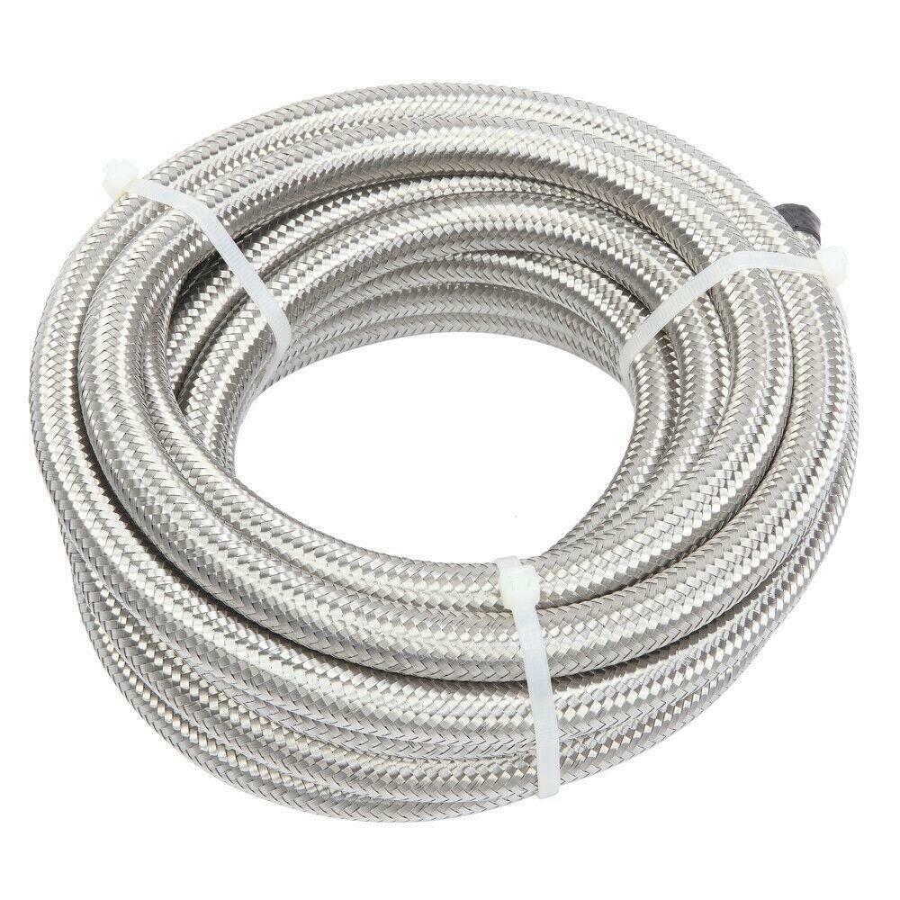 20FT AN6 -6AN AN-6 3/8 Fitting Stainless Steel Braided Oil Fuel Hose Line Kit