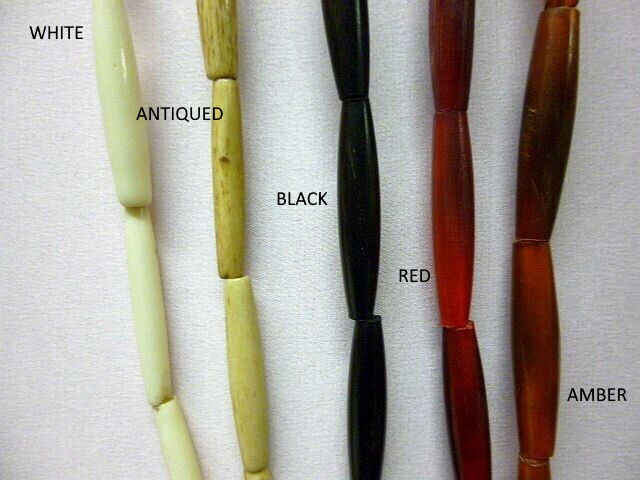 Buffalo Bone / Horn Hairpipe Beads All sizes! Red White Amber Black Antiqued
