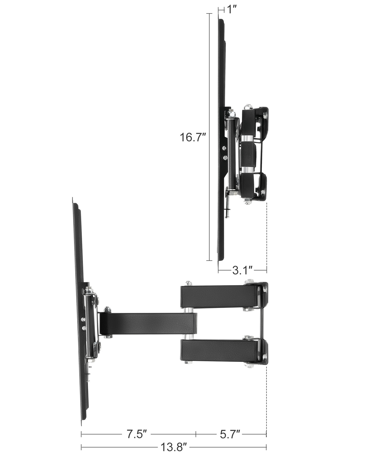 Full Motion HDTV TV Wall Mount Bracket 32 36 40 42 47 50 52 55 60 65 70 80 inch