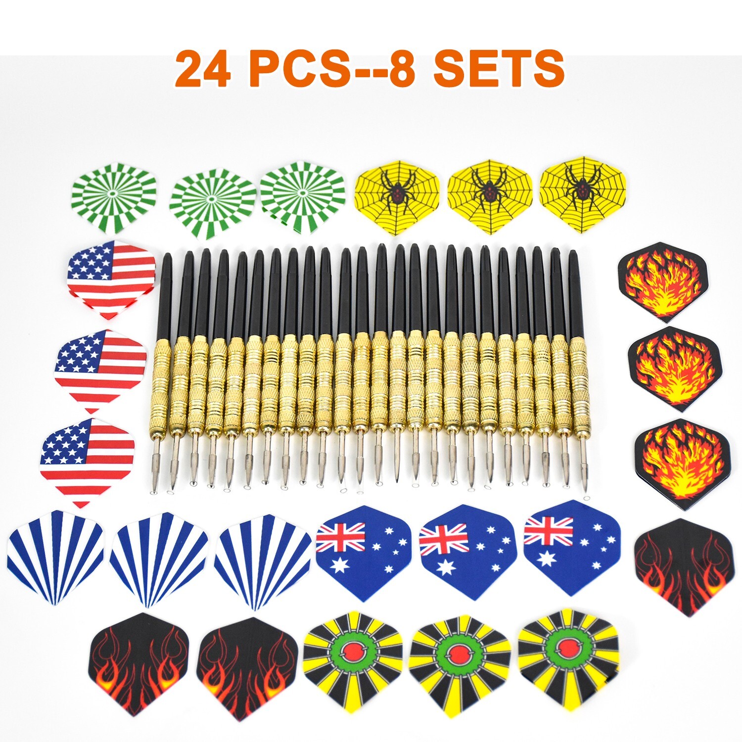 Steel Tipped Darts Set for Dart Board - Professional Metal Tip Dart Set 24 Packs