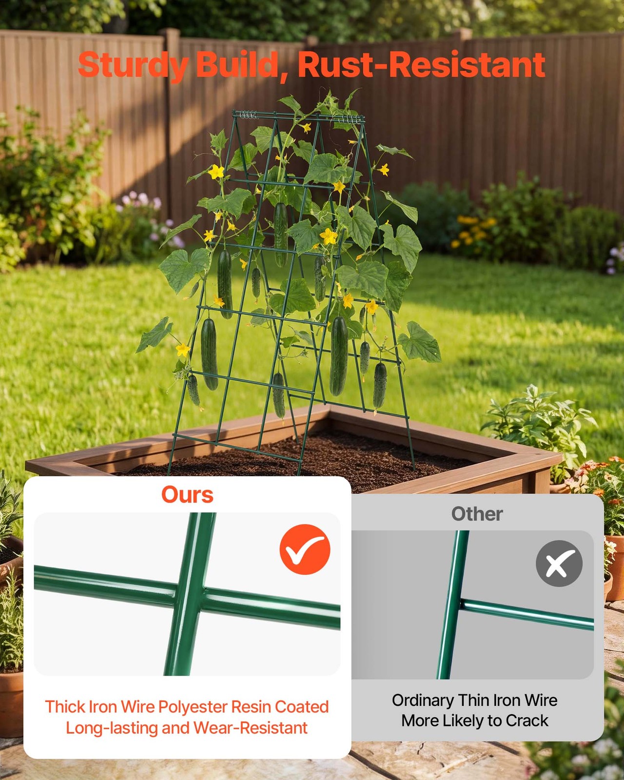VEVOR Cucumber Trellis 4 Pack A-Frame Metal for Raised Bed Vines 46.06x18.11 in