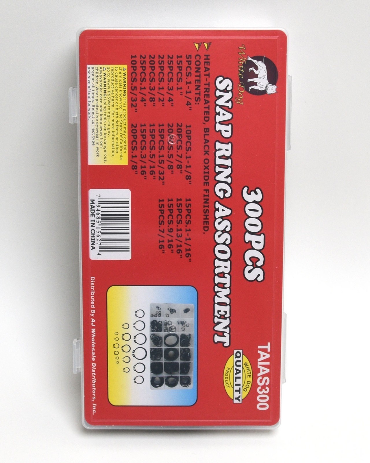 300 Snap Ring Assortment Kit Set Circlip 18 C-Clip Internal Retaining Ring Set