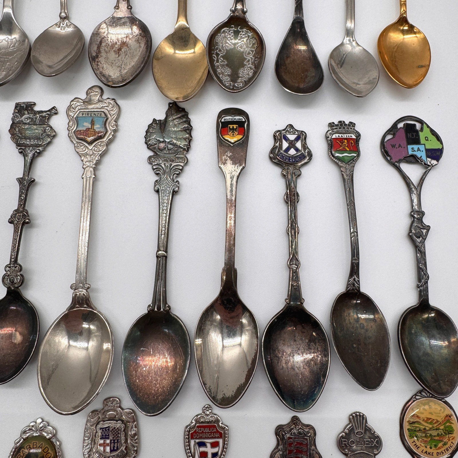 Lot of 47 Souvenir Spoons - World Countries - Silverplated EUC