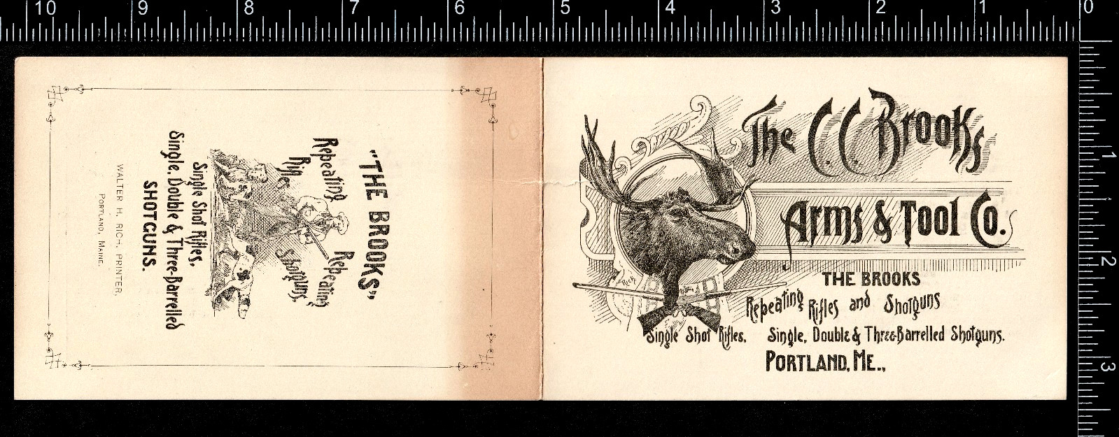 Brooks 3-Barrelled Shotgun 1892 Arms & Tool Rifle Folder Advertising Trade Card