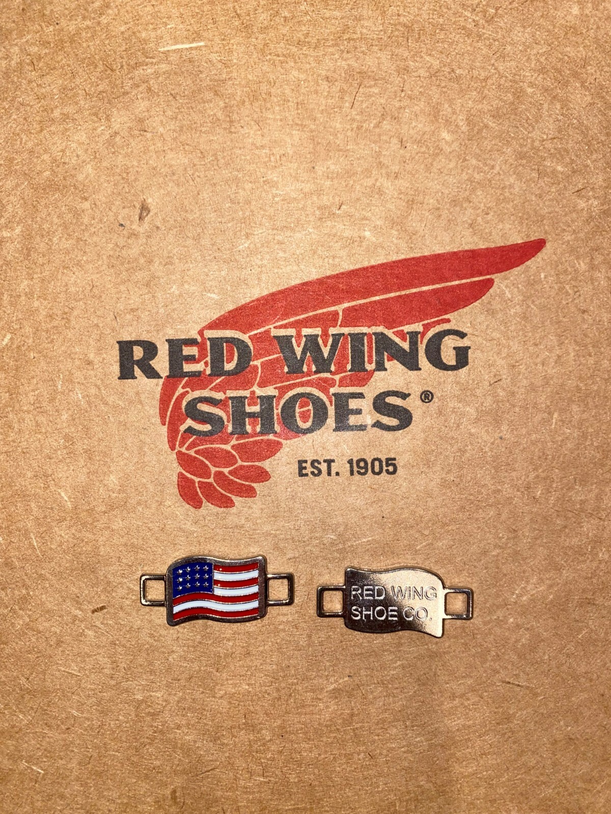 ONE PAIR OF RED WING SHOES AMERICAN FLAG BOOT LACE SHOE KEEPER CHARMS USA