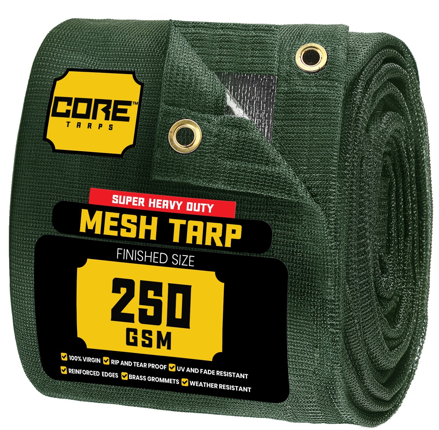 Core Tarps Heavy Duty Mesh Tarp  Sun Shade Cover 60 % Blockage Black/Brown/Green