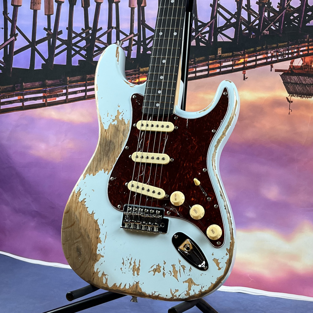 Blue Handed Heavy Relics Aged Electric Guitar Rosewood Fingerboard in stock