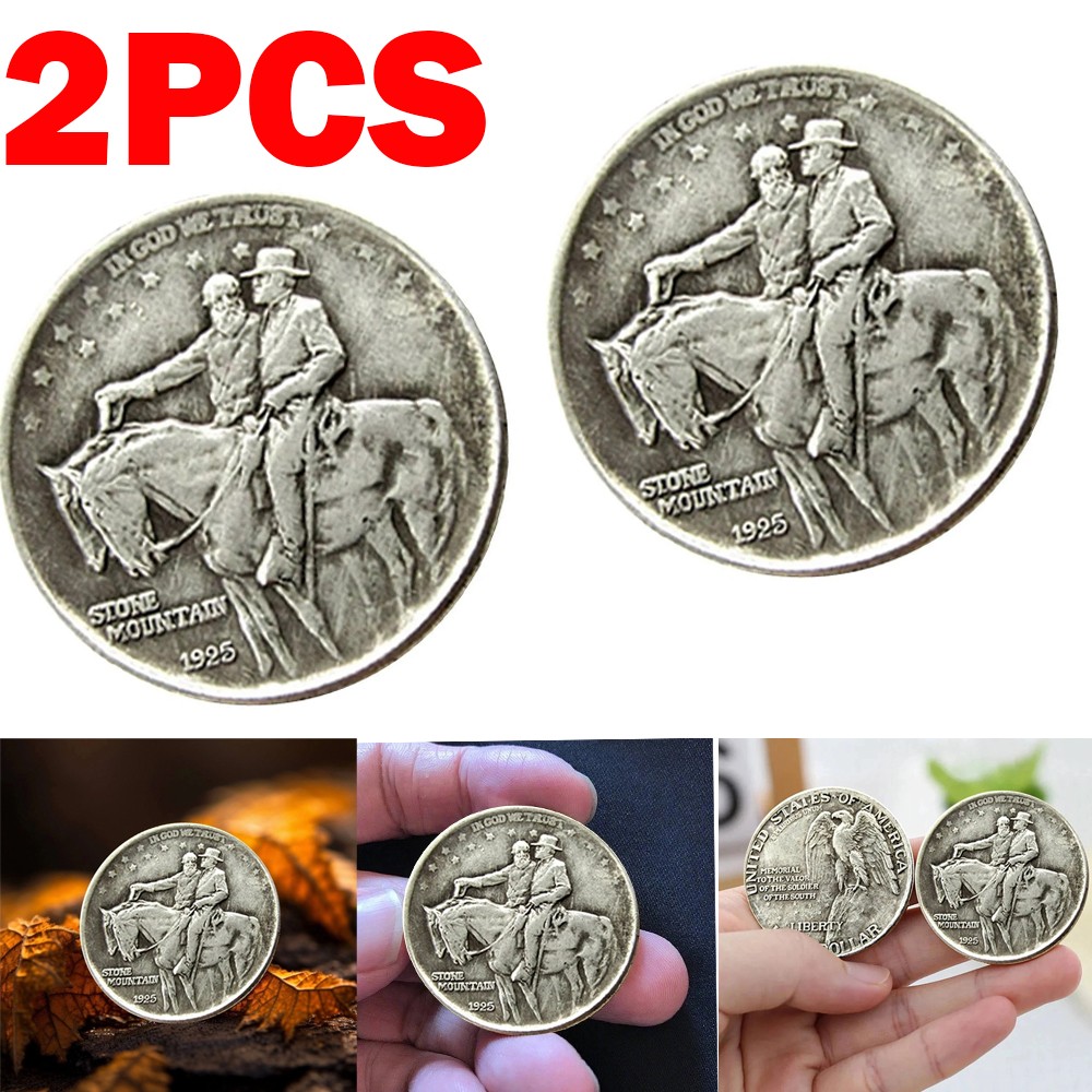 2PCS 1925 Stone Mountain Silver Half Dollar Classic Commemorative Coin