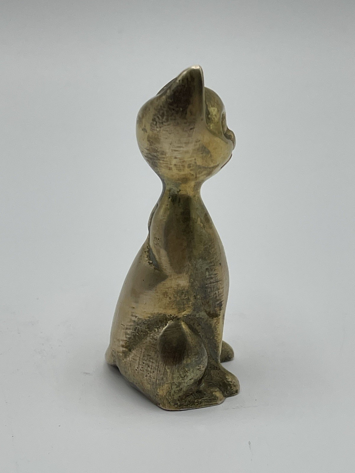 Vintage Pair Of Siamese Cats Whimsical 2.5”/ 3” Solid Brass MCM Decor