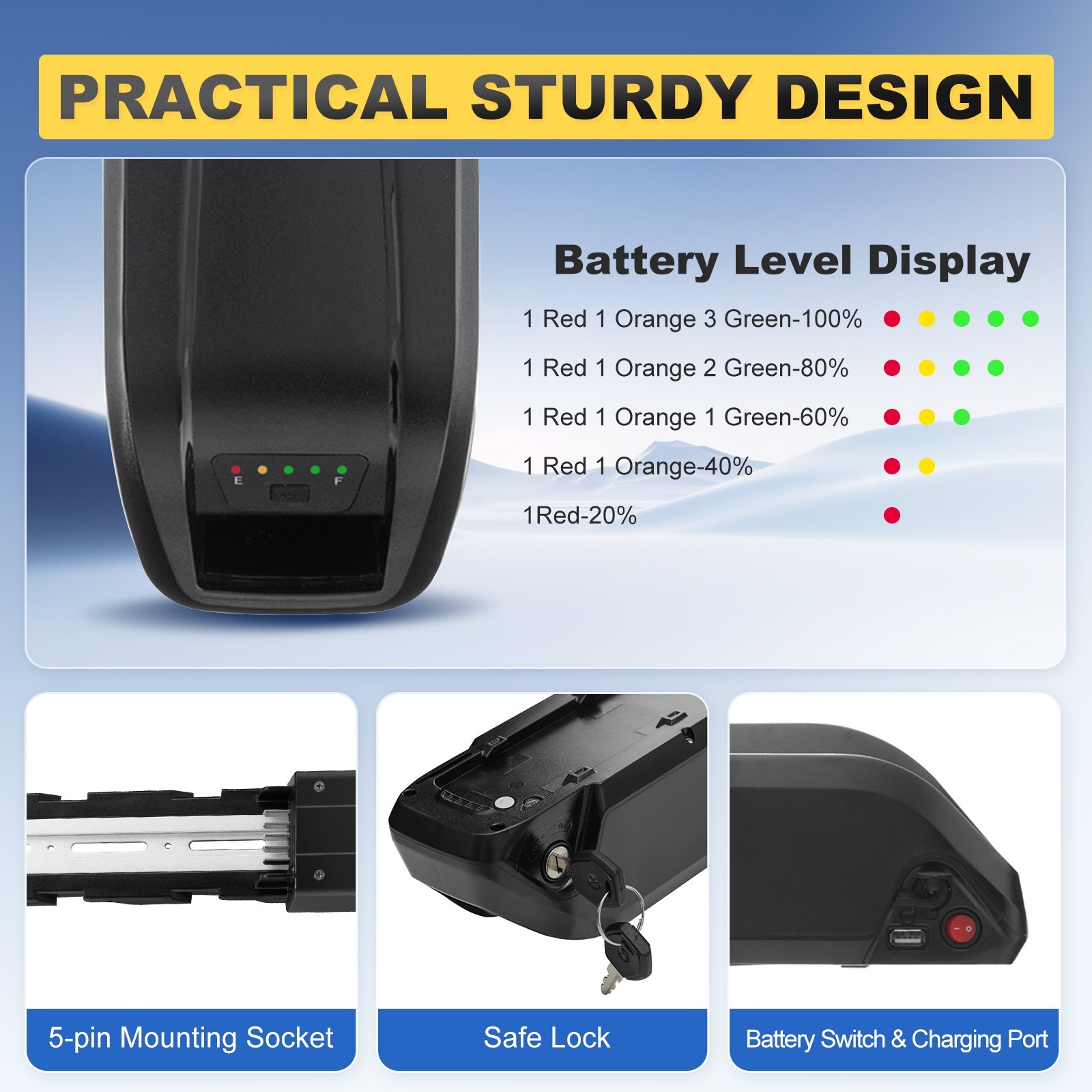 52V 48V 36V Ebike Battery 10Ah/15Ah/20Ah For 0-2000W Electric Bicycle 4Pin/5Pin