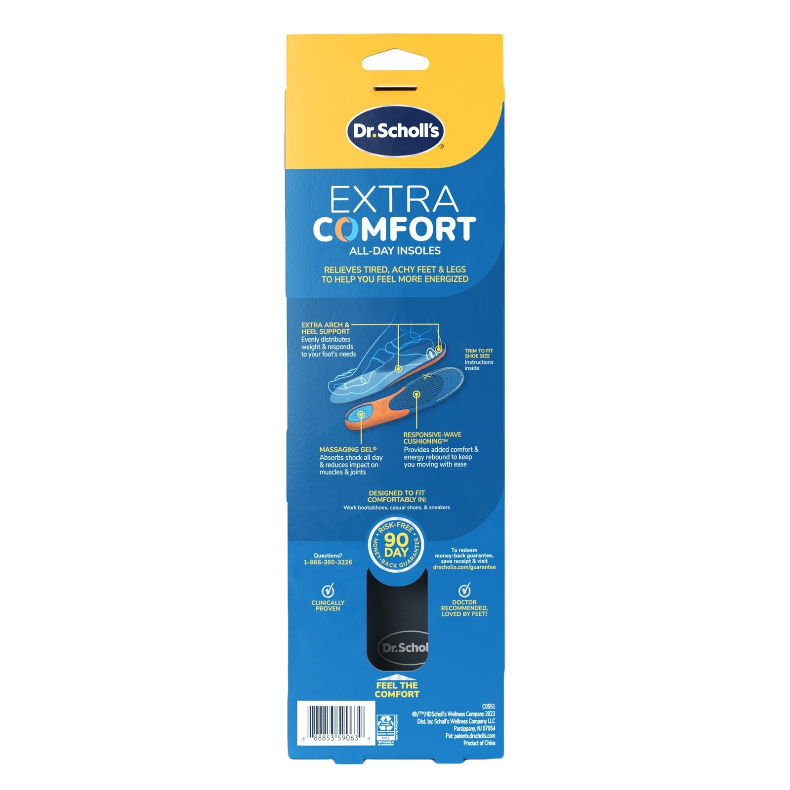 Dr. Scholl’s Extra Comfort Support Insoles Men, Size 8-14, 1 Pair: All-Day