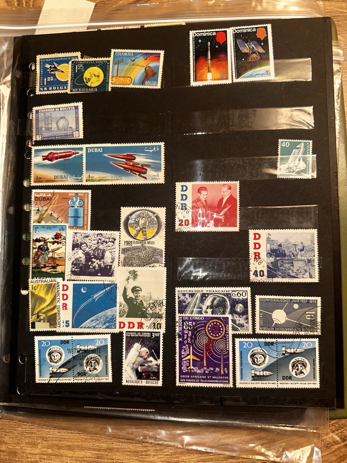 Cold War Space Race Stamp Collection USSR NASA Apollo Vostok Thematic Lot