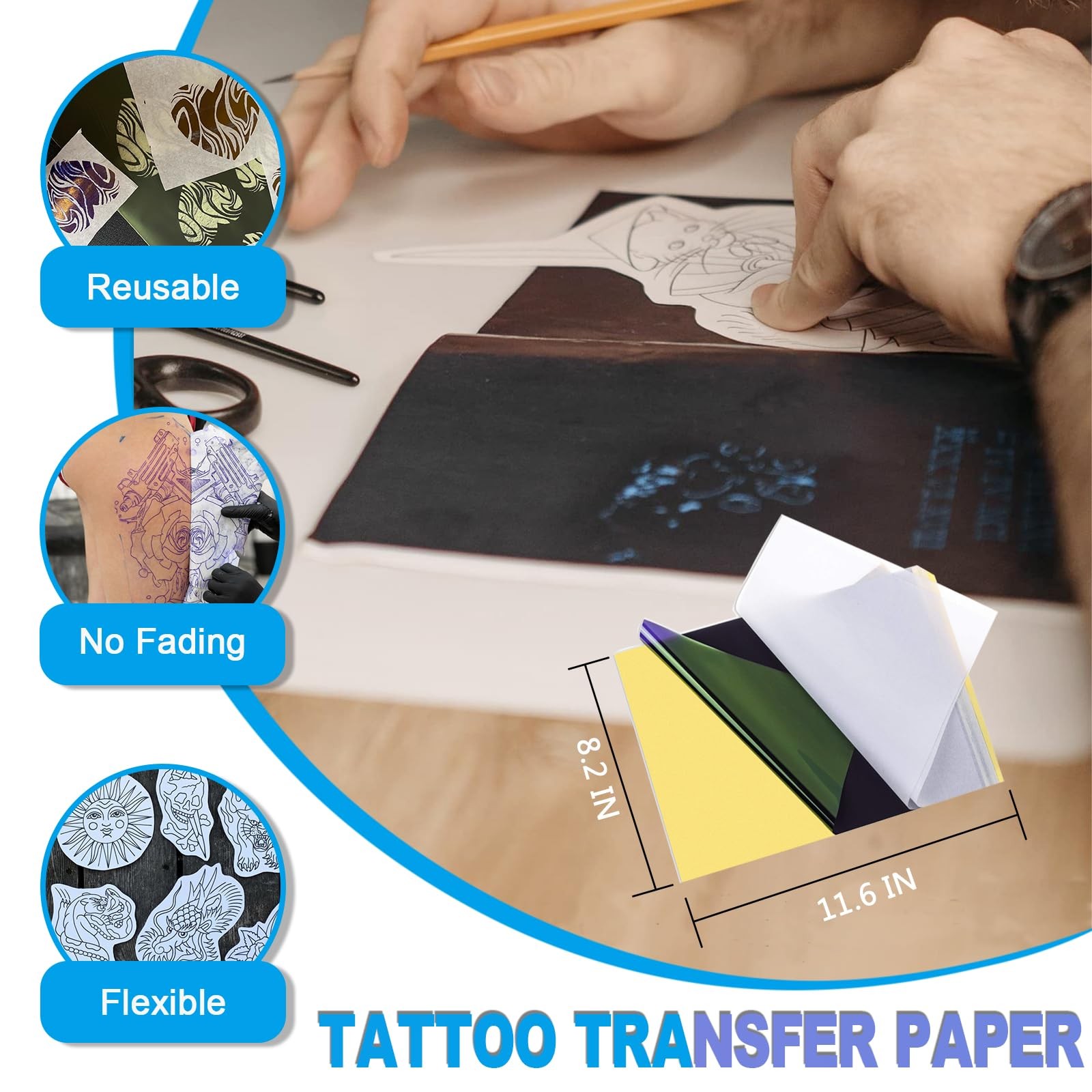 3MM Tattoo Skin Practice Kit - 13Pcs Fake Skin and Stencil Paper Kit Including 3
