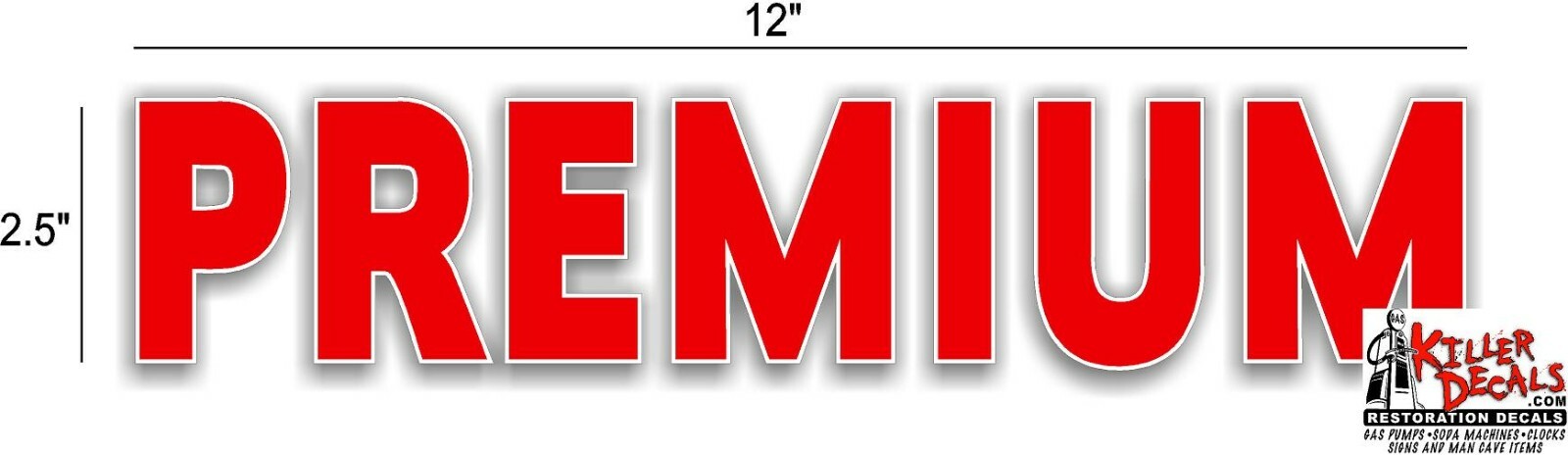 (PREM-1) 12" "RED" PREMIUM WORDING GASOLINE DECAL TEXACO GAS PUMPs