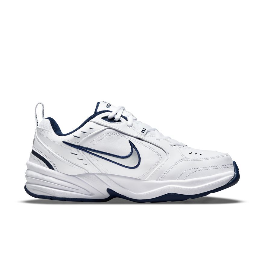 Nike AIR MONARCH IV Men White Blue 102 Walking Shoe Medium & WIDE WIDTH 4E EEEE