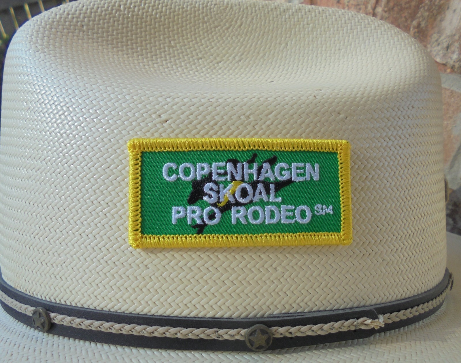 COPENHAGEN- SKOAL PRO-RODEO ADHESIVE BACK CLOTH PATCH 2.75 BY 1.5"