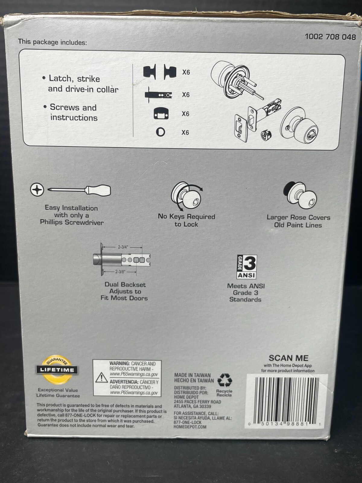 NEW Defiant Brandywine 6 Bed and Bath Knobs Stainless Steel Finish 1002708048