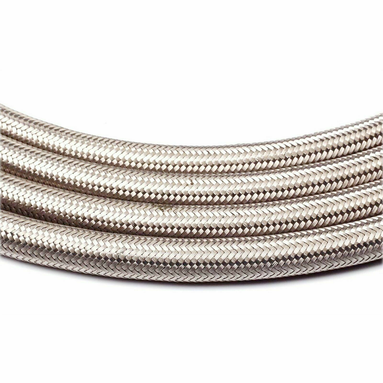 6AN 3/8" Fuel line Hose Braided Stainless Steel Oil Gas CPE Silver 10FT/20FT