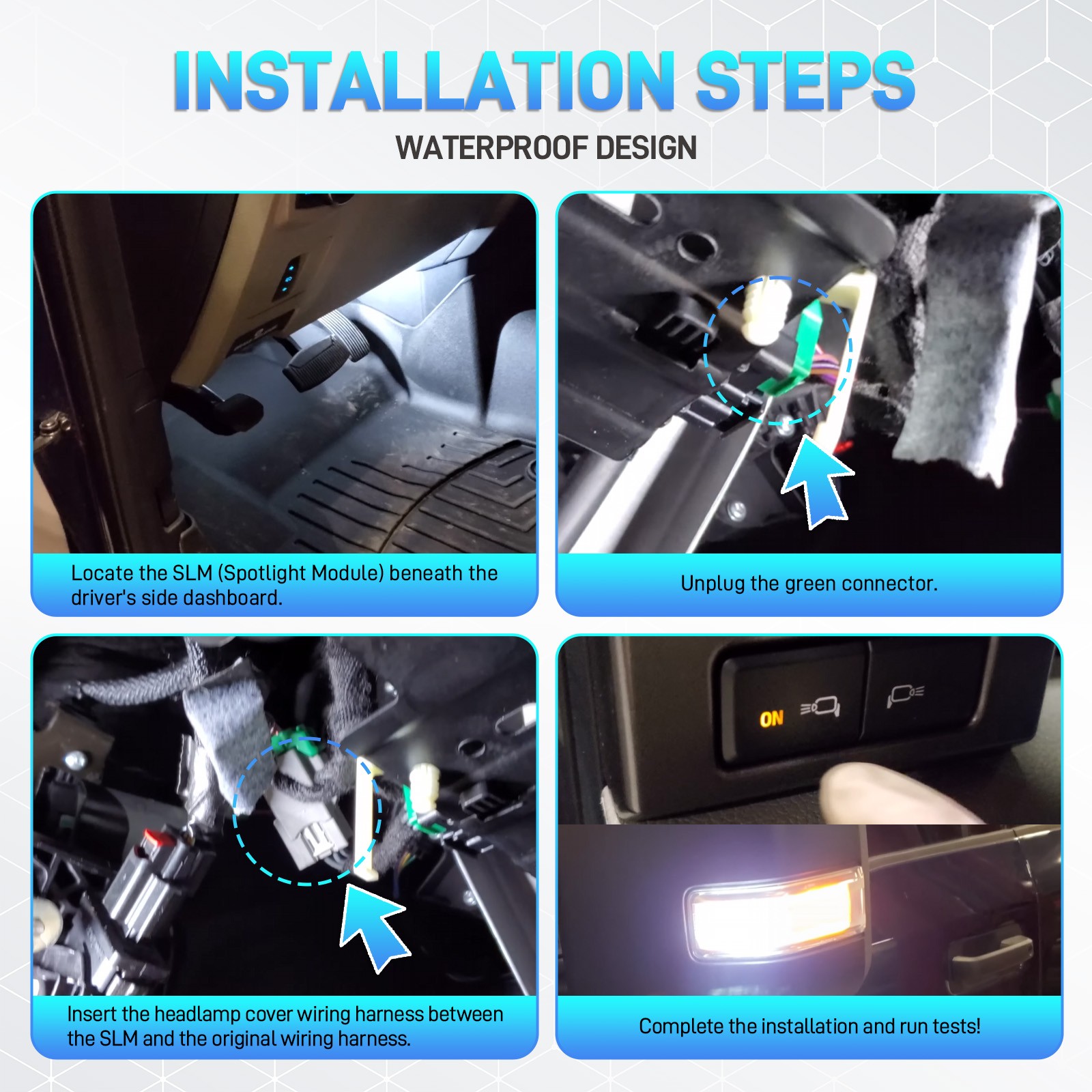 Mirror Spot Lights Speed Override Mod Harness For 2015-2020 Ford F-150 Raptor