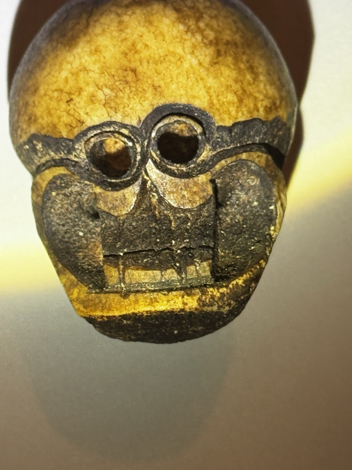 Oddity Hand Carved Tibetan Style Skull Bead Pendant Amulet Charm 2.5”