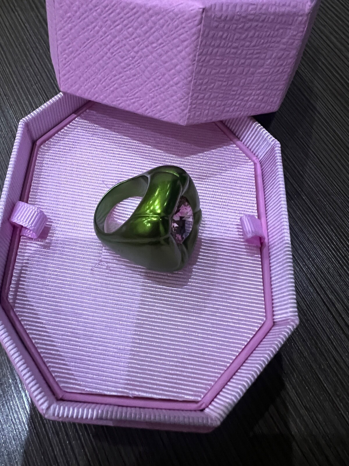 Swarovski Dulcis Cushion Cut green Cocktail Ring 5609722 Size 60 New 💕