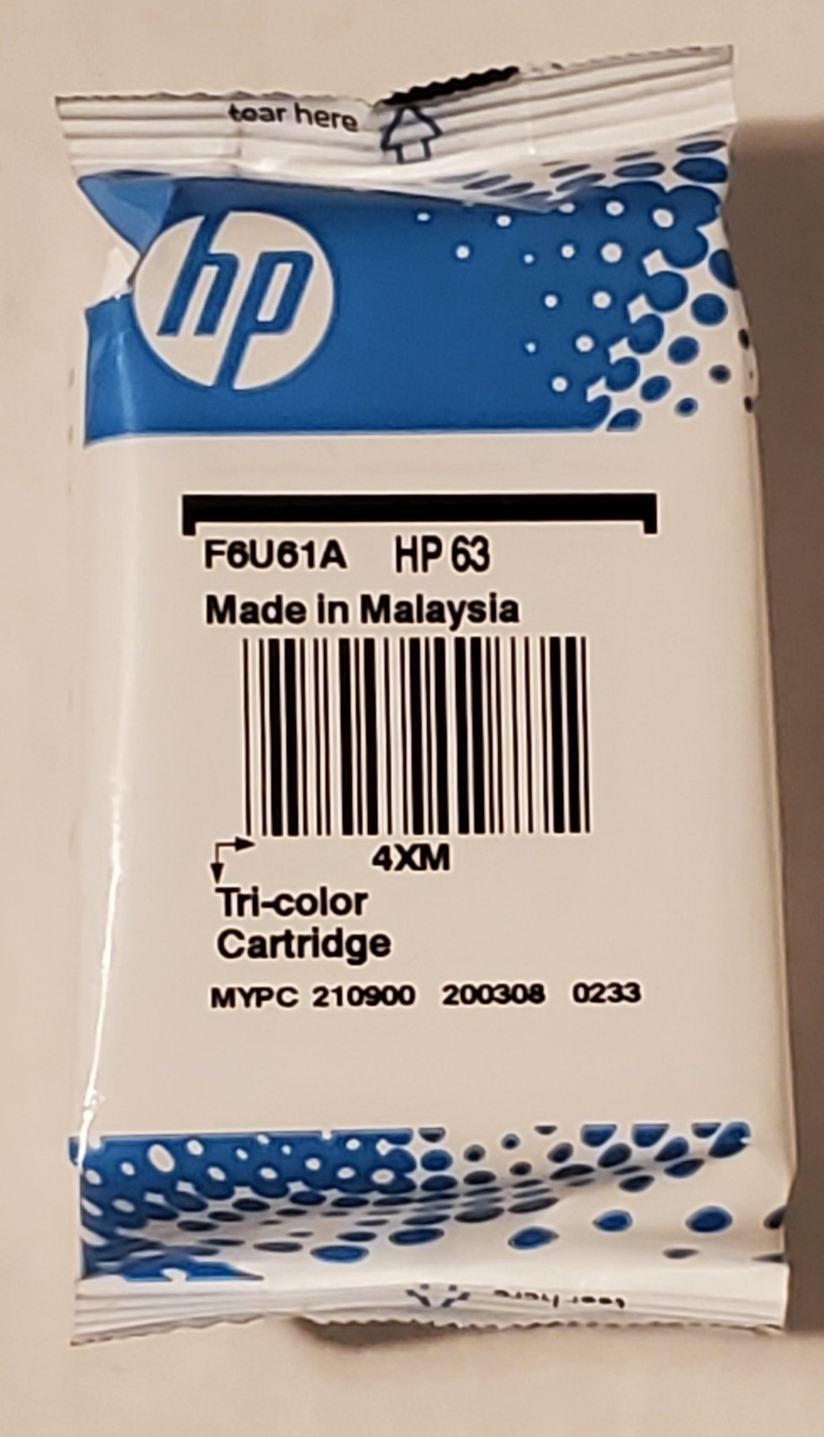 Genuine HP 63 Tri-color Original Ink Cartridge Factory Sealed (F6U61A)