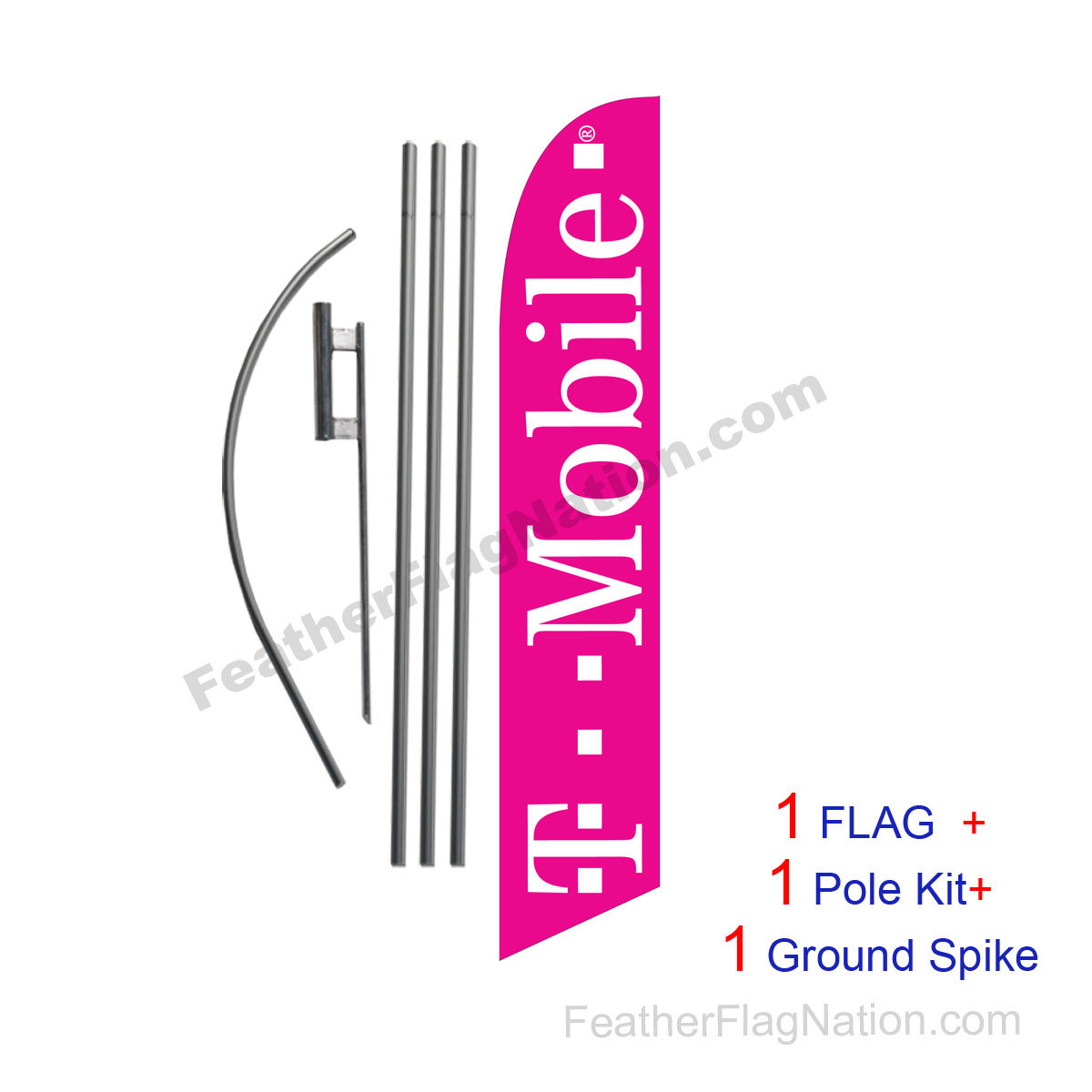 T-mobile (pink) Feather Banner Swooper Flag Kit with pole+spike