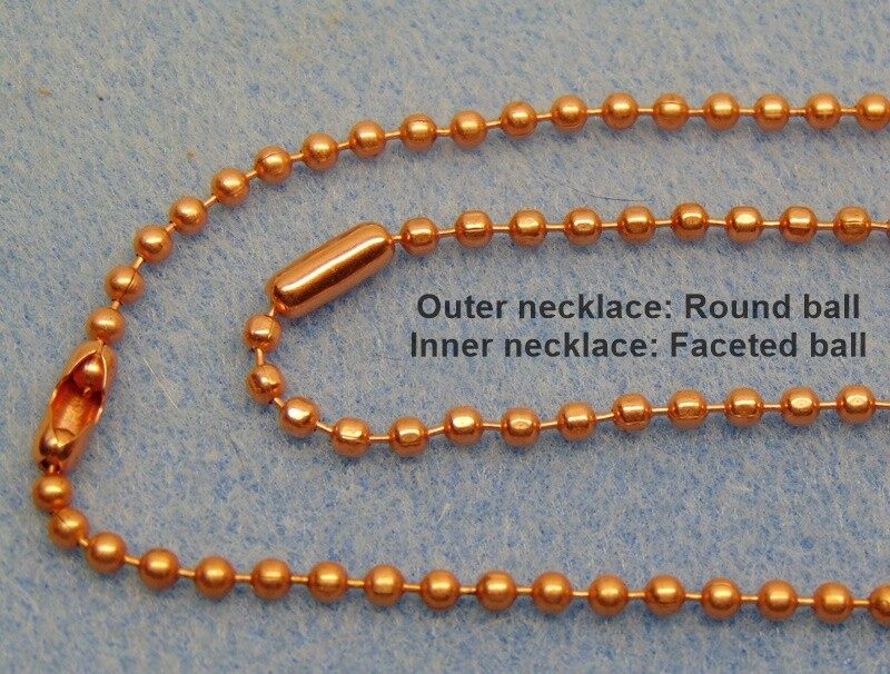 Solid COPPER BALL CHAIN Necklaces ~ 3.2mm bead ~ Round ~ Faceted ~ or Ball +Bar