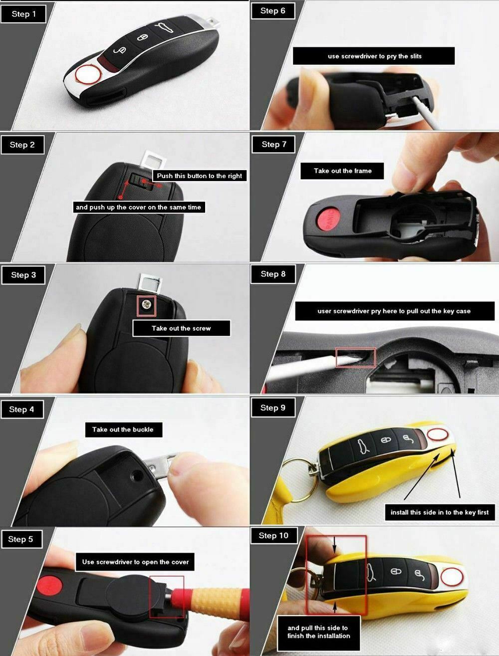 Key Fob Cover Shell OE For Porsche Cayenne, Panamera, Macan, 911, Boxster