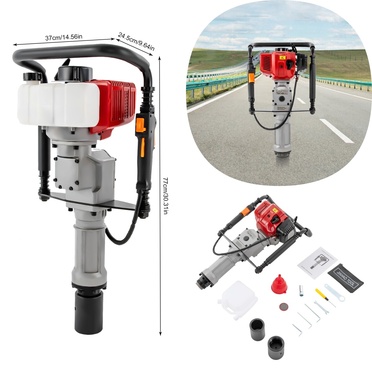 52CC Gas Powered T-Post Driver 2.3HP Fence Farm Push Pile Gasoline Engine Kit~